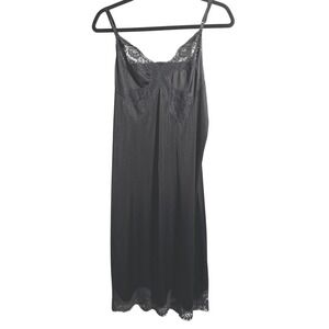 VTG Body Lites JC Penney Black Lace Trim Nylon Slip Mini Dress USA Sz 40-26 Goth